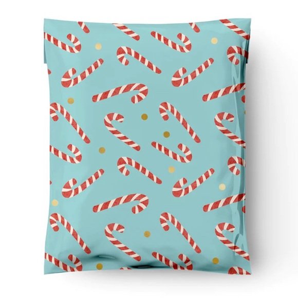 25 10X13 Poly Mailers Candy Canes Gold Dots, Shipping Envelopes PRICE IS FIRM - Picture 5 of 5